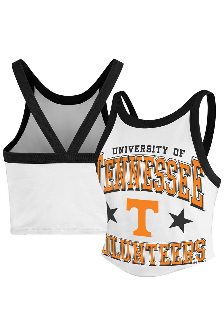 Women's '47 White Tennessee Volunteers Energize Sporty Cropped Racerback Tank Top, Main, color, White