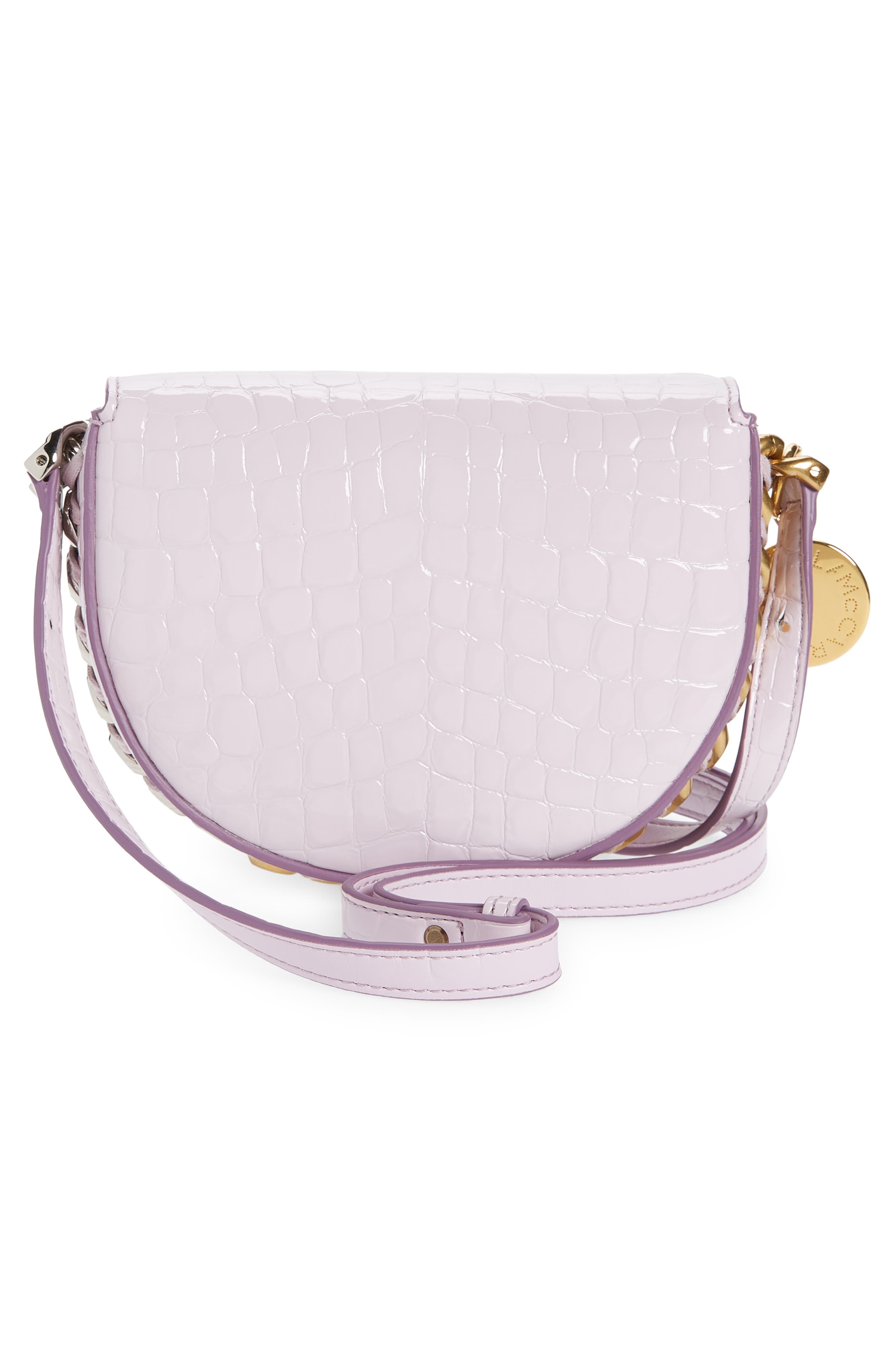 Stella McCartney Small Frayme Croc Embossed Faux Leather Shoulder Bag, Alternate, color, 