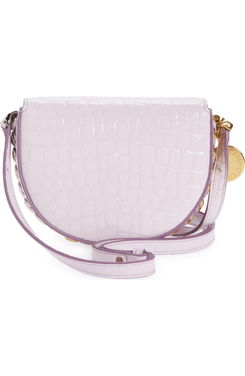 Stella McCartney Small Frayme Croc Embossed Faux Leather Shoulder Bag, Alternate, color,