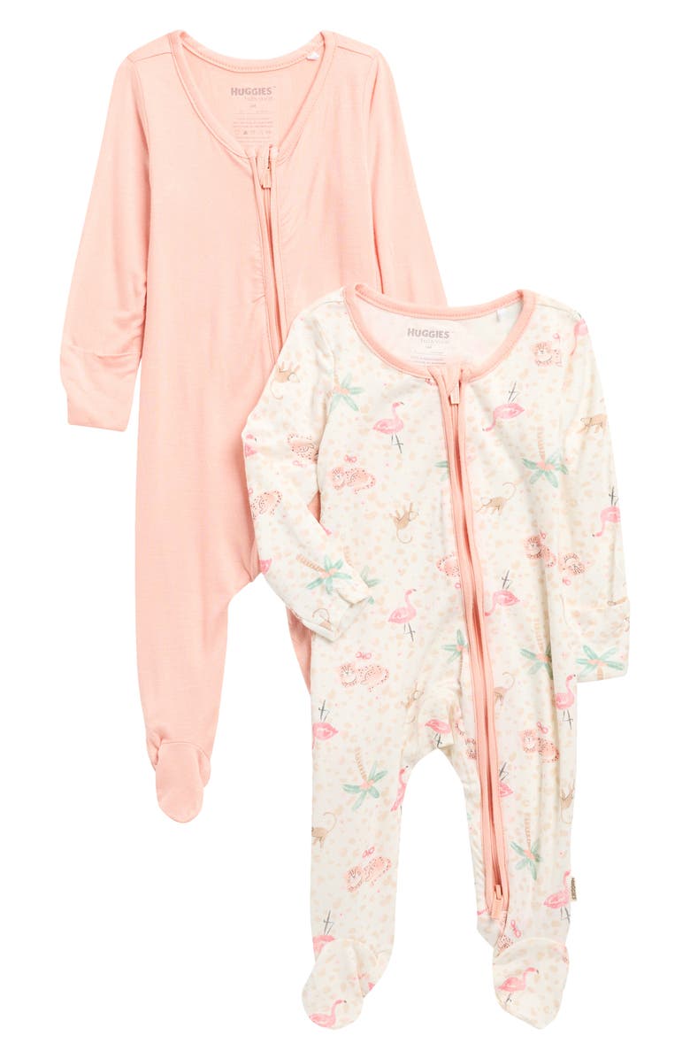 Huggies 2-Pack Footies, Main, color, Coral Pink