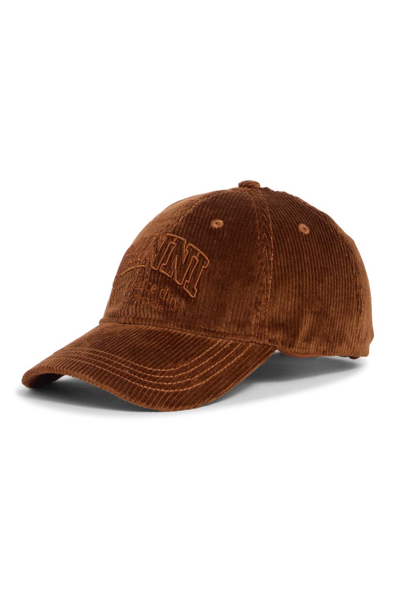 Logo Embroidered Cotton Corduroy Adjustable Baseball Cap, Main, color, TORTOISE SHELL