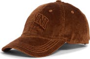 Ganni Logo Embroidered Cotton Corduroy Adjustable Baseball Cap