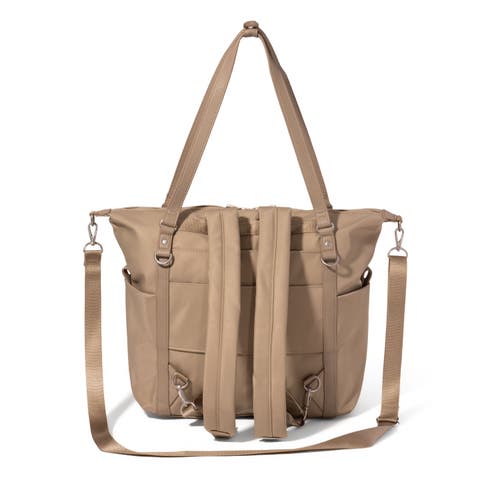 Baggallini Nolita Small Convertible Backpack In Taupe Twill