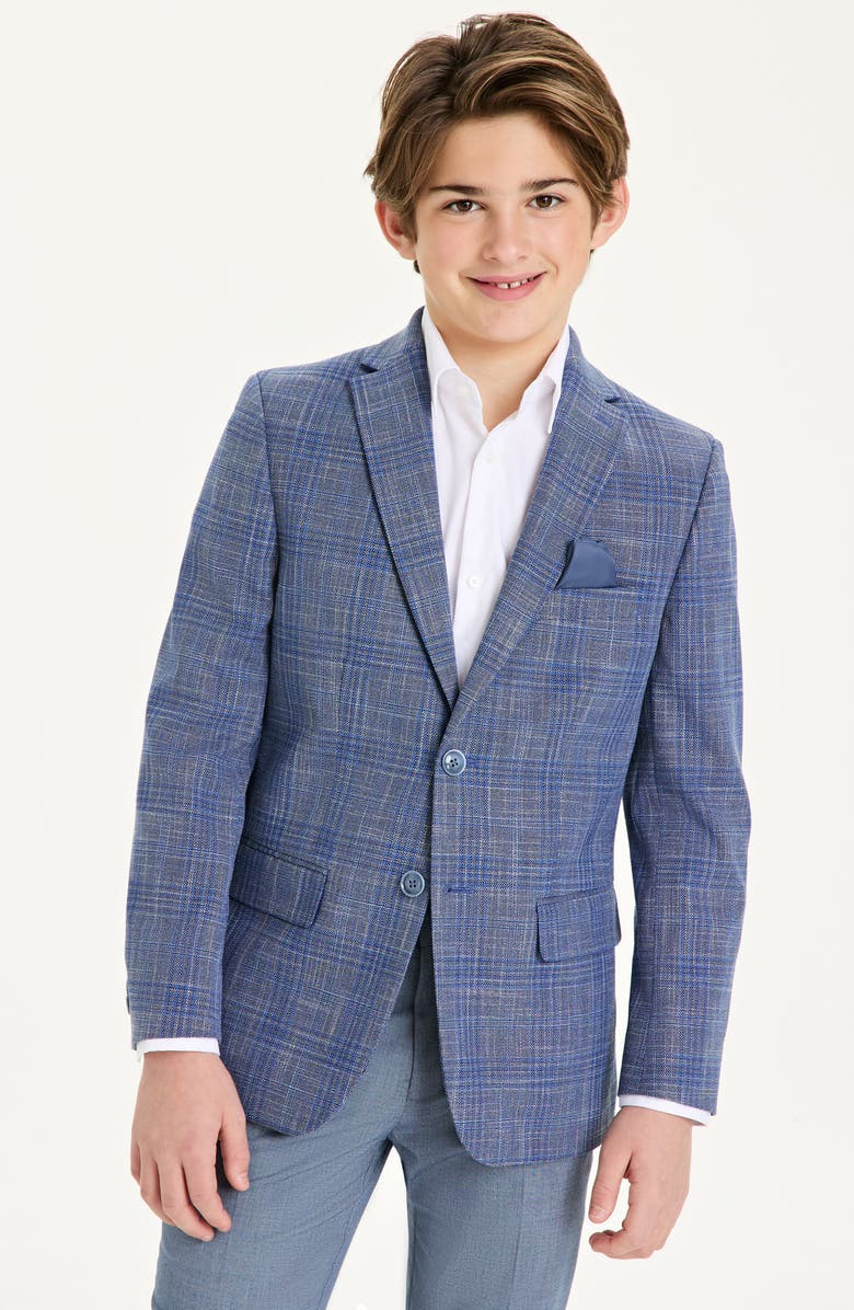 Tallia Kids' Blue Ghost Check Sport Coat, Alternate, color, Blue