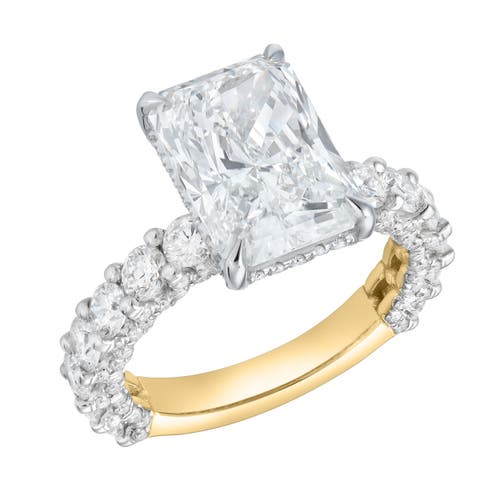 Luvmyjewelry Maelis 14k Gold Radiant Lab Grown Diamond Hidden Halo Engagement Ring In Metallic