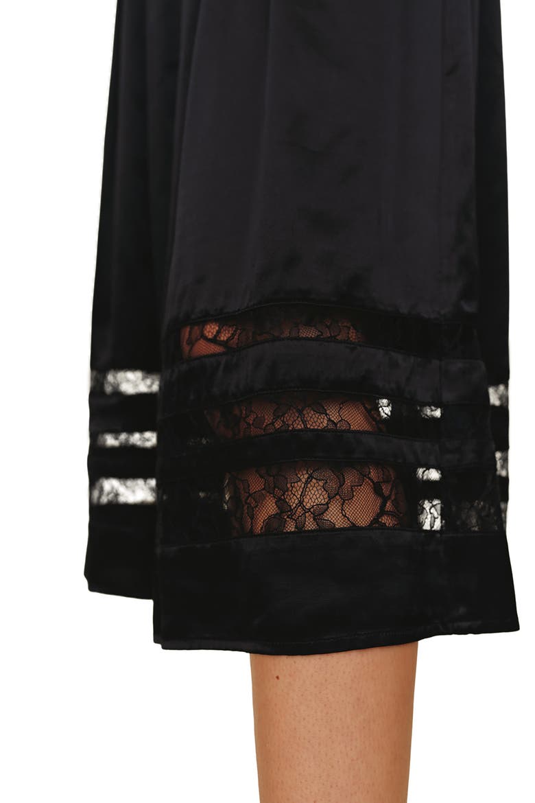 Lace Inset Midi Skirt, Alternate, color, BLACK