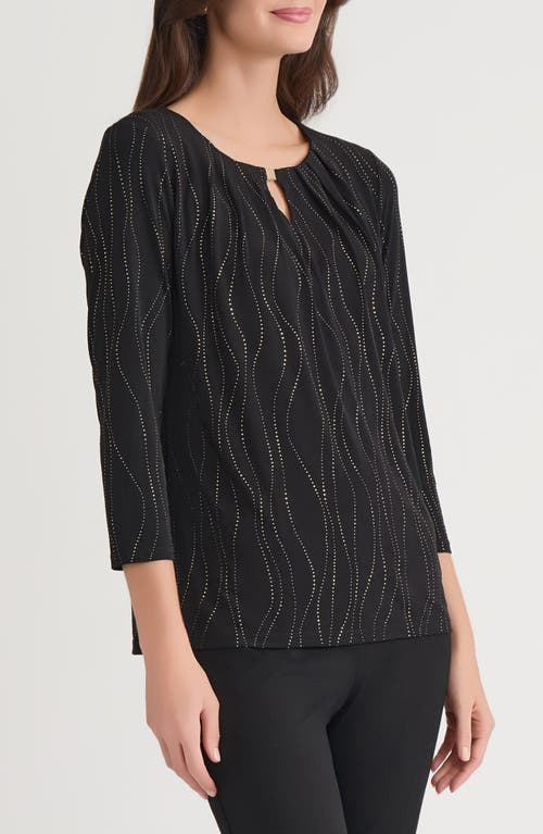 Kasper Rhinestone Keyhole Top In Black