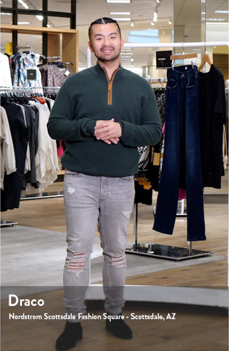 Merino Wool & Cashmere Bird's Eye Quarter Zip Sweater, sales video thumbnail