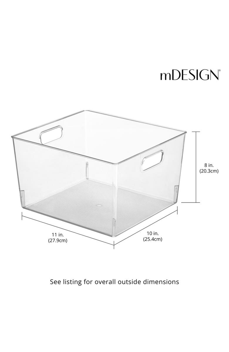 mDesign miDesign Plastic Closet Storage Organizer Container Bin, Handles - 4 Pack, USA Made, Alternate, color, Clear
