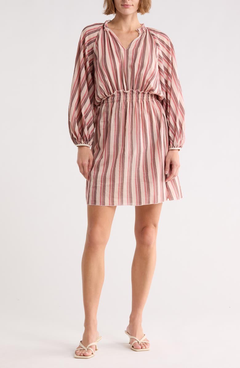 Longchamp Smocked Long Sleeve Dress, Main, color, Powder