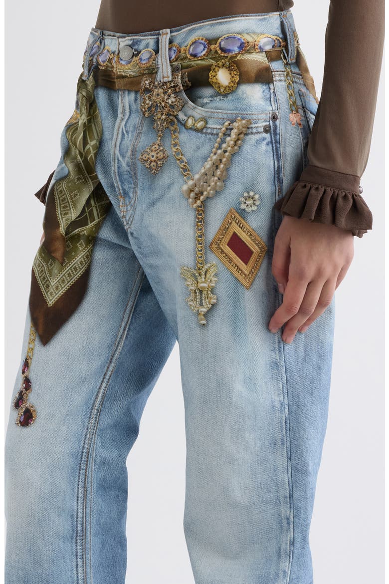 Pazer Jeweled Embellished Jeans, Alternate, color, LIGHT BLUE