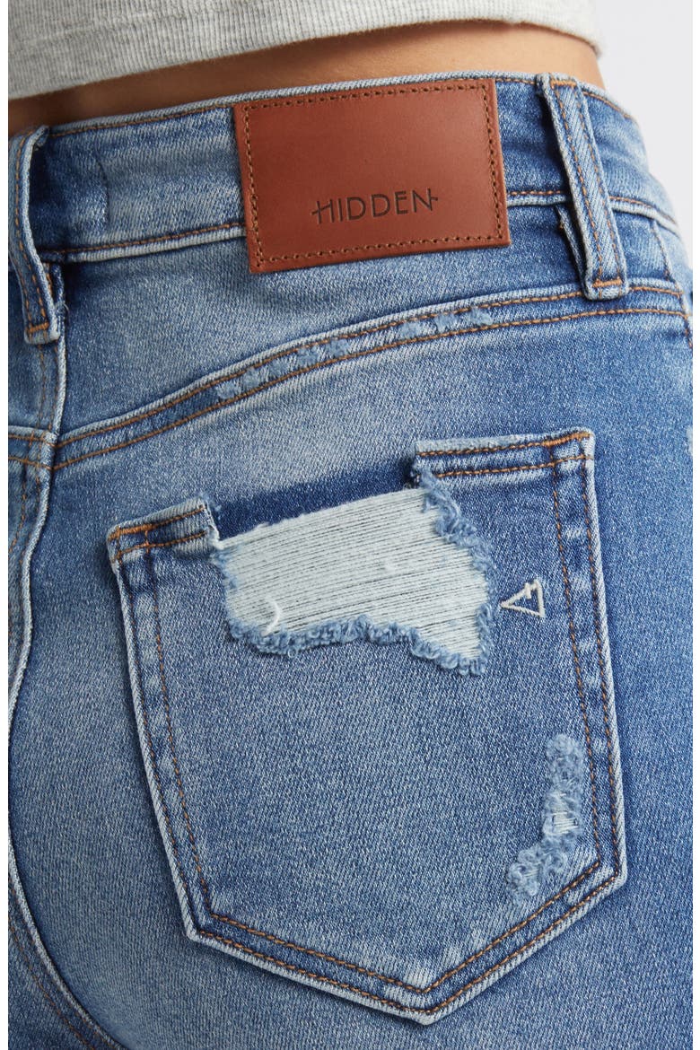 Heavy Frayed High Waist Cutoff Denim Shorts, Alternate, color, DARK WASH