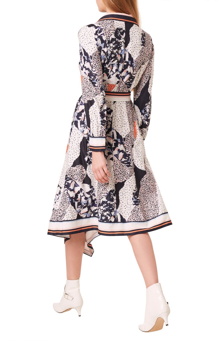 French Connection Delphine Mixed Print Long Sleeve Shirtdress, Alternate, color, 