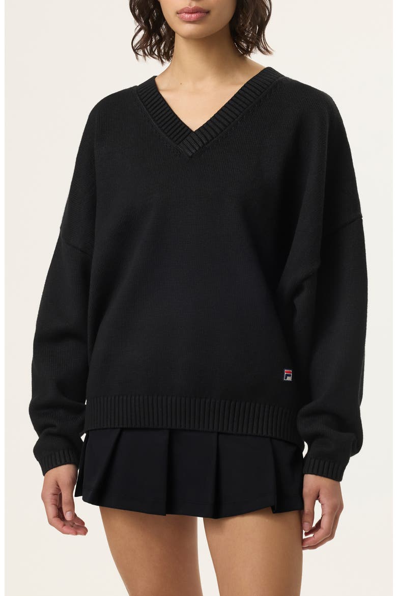 x Hailey V-Neck Oversize Sweater, Main, color, BLACK