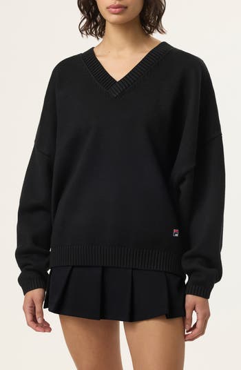 FILA x Hailey V-Neck Oversize Sweater | Nordstrom