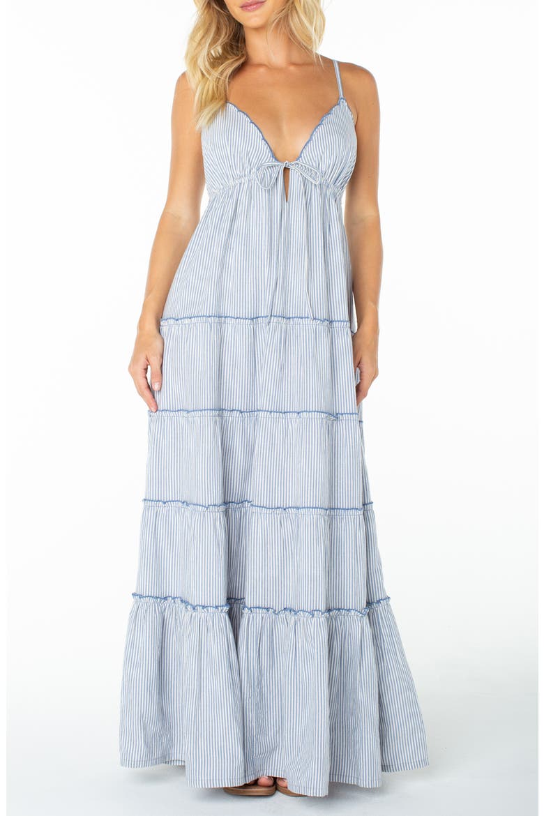 Starlight Striped Tiered Maxi Dress, Main, color, DUTCH BLUE