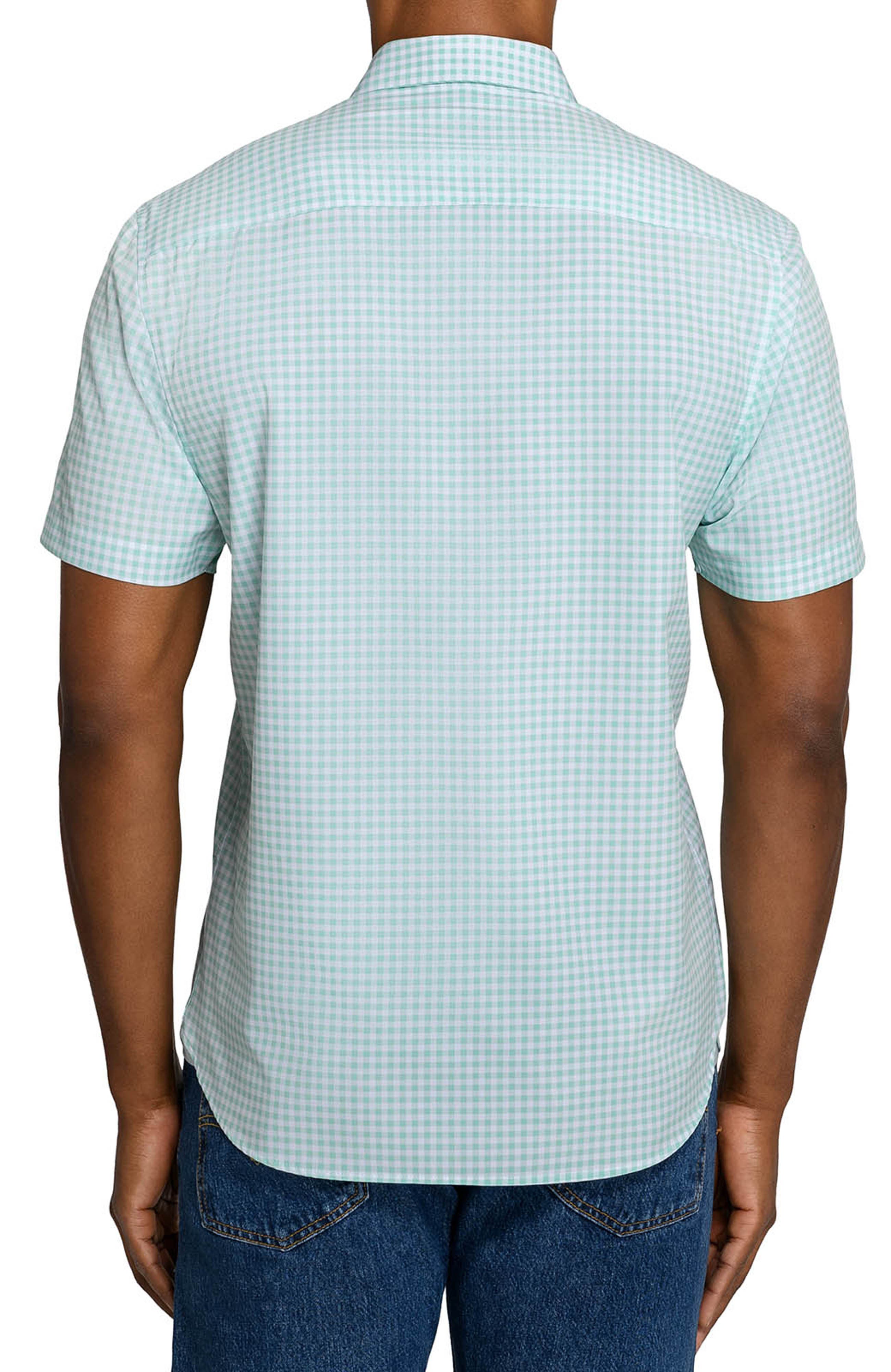 Slim Fit Gingham Woven Short Sleeve Basic Shirt - image 2
