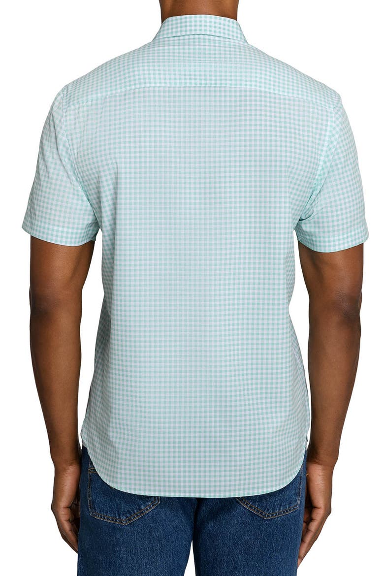 Slim Fit Gingham Woven Short Sleeve Basic Shirt, Alternate, color, MINT