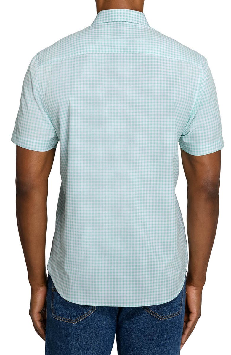 CONSTRUCT Slim Fit Gingham Woven Short Sleeve Basic Shirt, Alternate, color, Mint