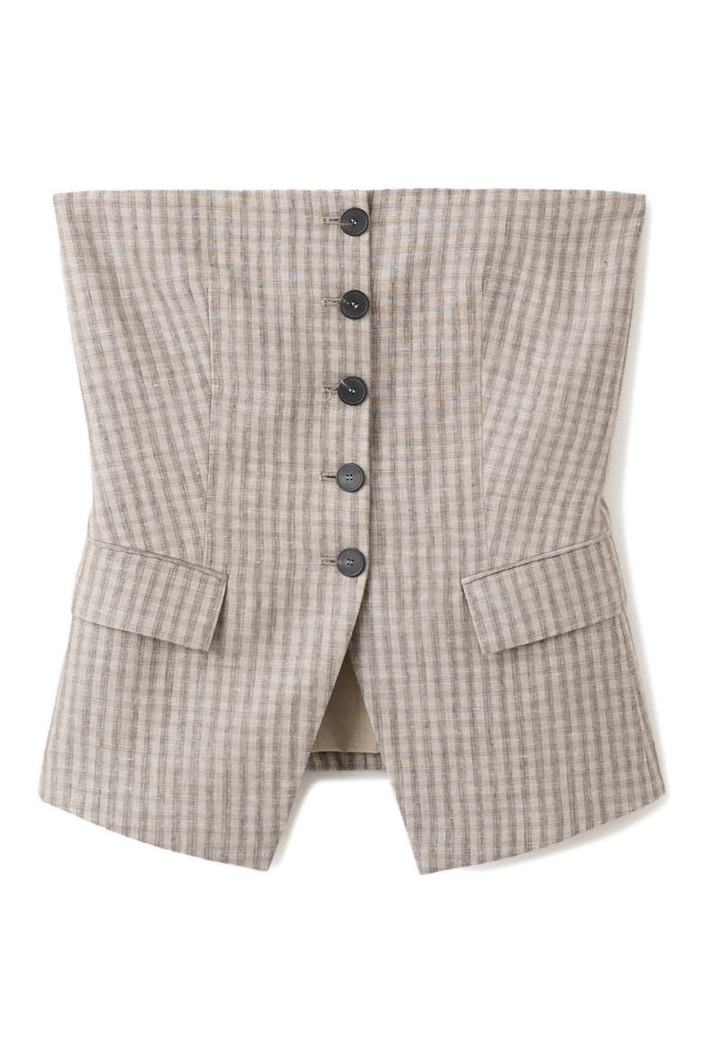 Strapless Check Print Vest, Main, color, LIGHT/ PASTEL GREY