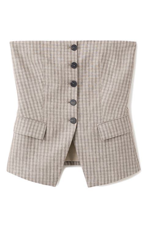 Strapless Check Print Vest