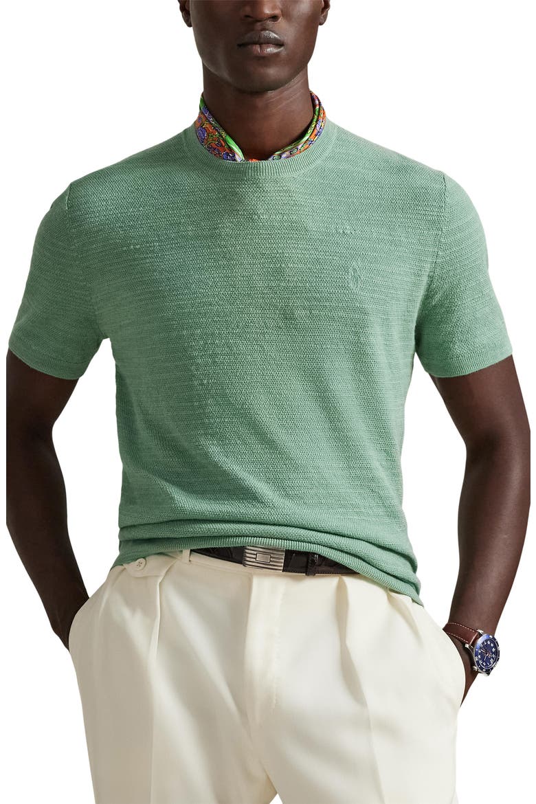 Textured Seed Stitch Cotton & Linen Sweater, Main, color, FADED MINT