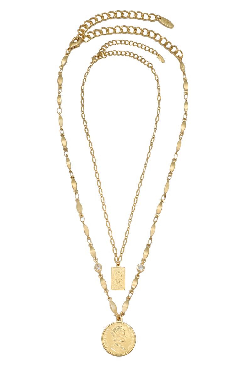 Set of 2 Pendant Necklaces, Alternate, color, GOLD