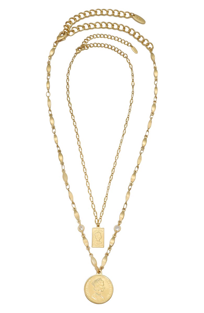 Ettika Set of 2 Pendant Necklaces, Alternate, color, Gold