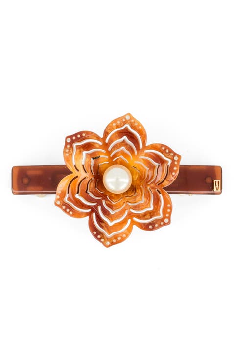 Aphrodite Floral and Pearl Acetate Barette