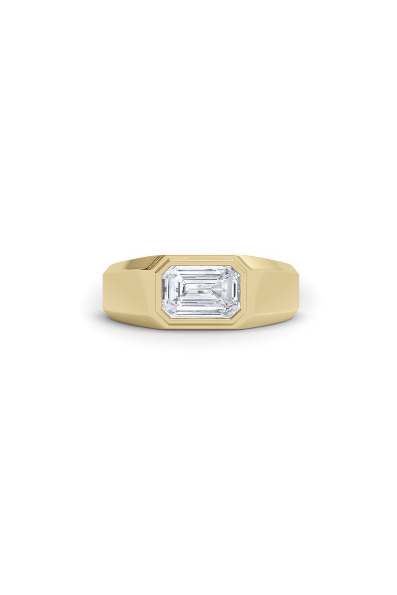 Men's Emerald-Cut Lab Grown Diamond Signet Ring, Alternate, color, 18K YELLOW GOLD