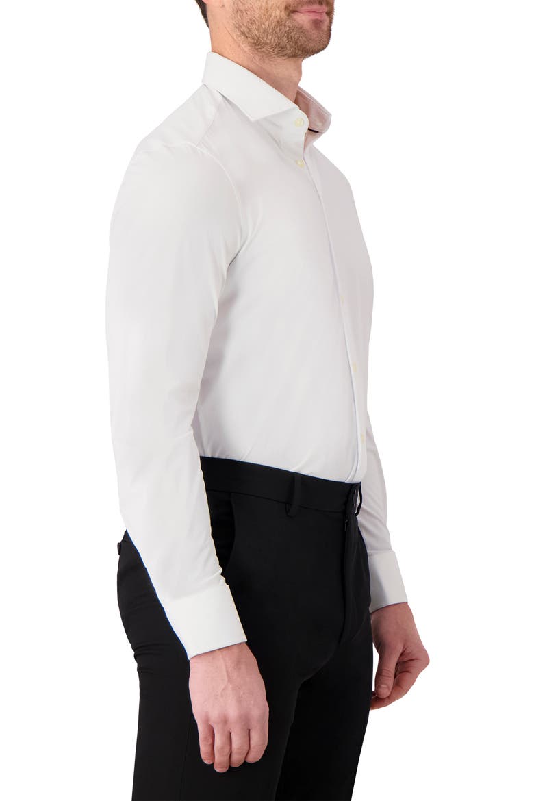 Modern Fit Solid White Tech Stretch Dress Shirt, Alternate, color, WHITE