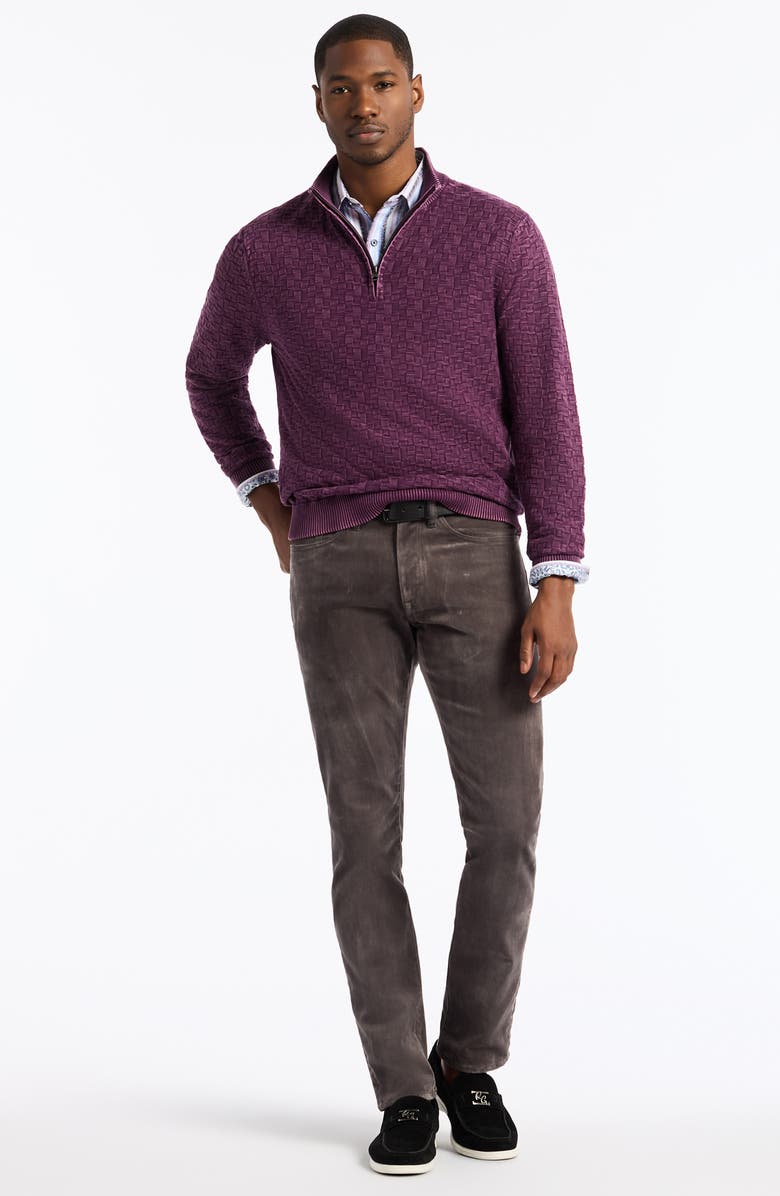 Robert Graham Aubin Basketweave Quarter Zip Sweater, Alternate, color, Dark Purple