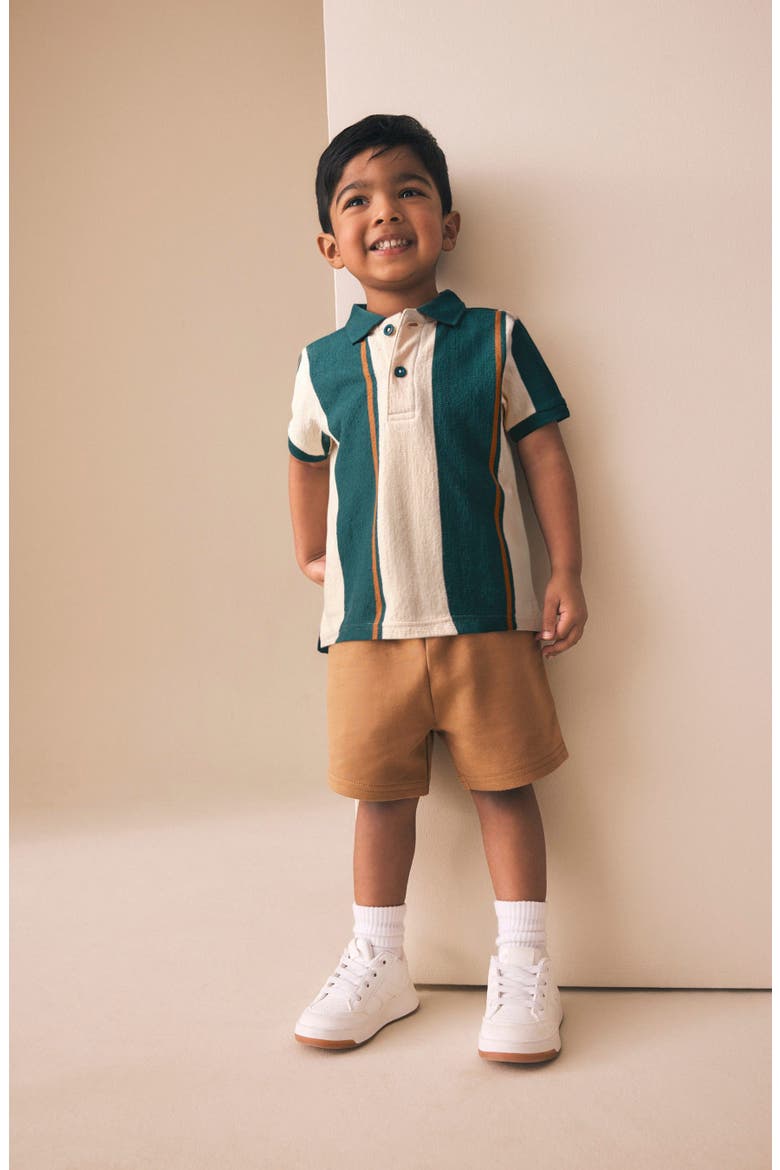 Kids' Stripe Polo & Shorts Set, Alternate, color, GREEN MULTI