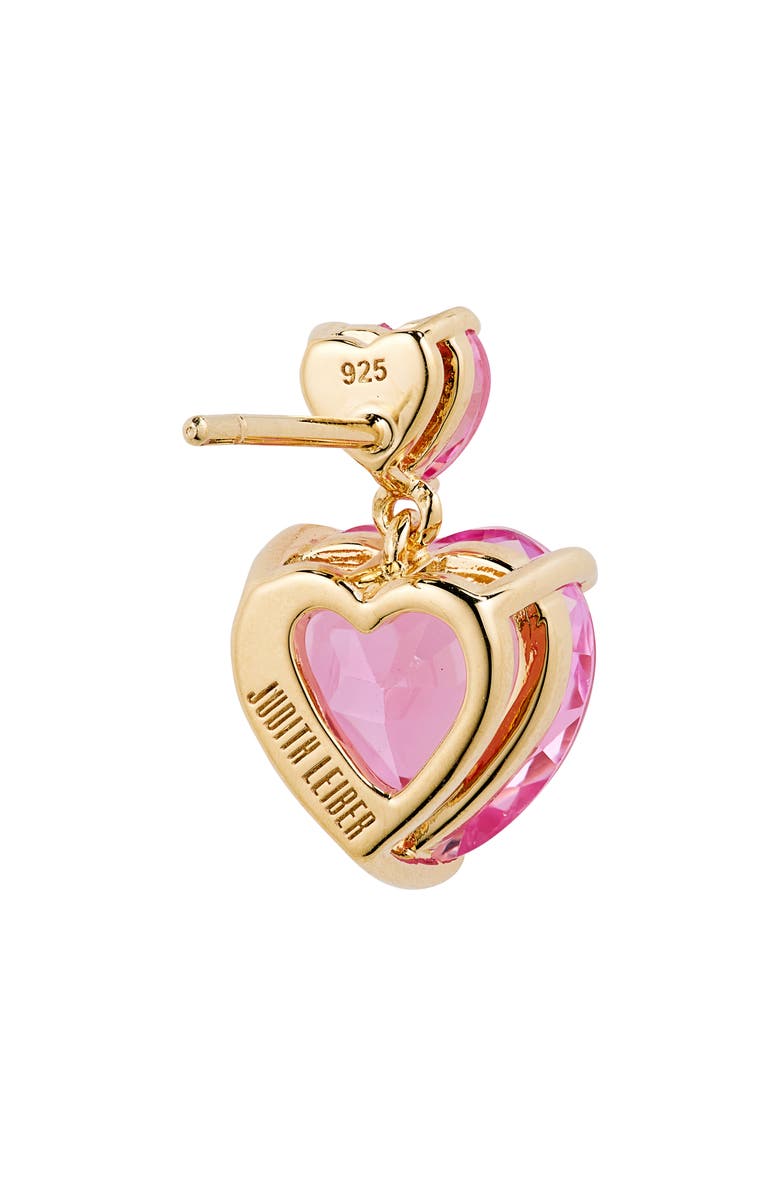 JUDITH LEIBER COUTURE Crystal Heart Drop Earrings, Alternate, color, Pink
