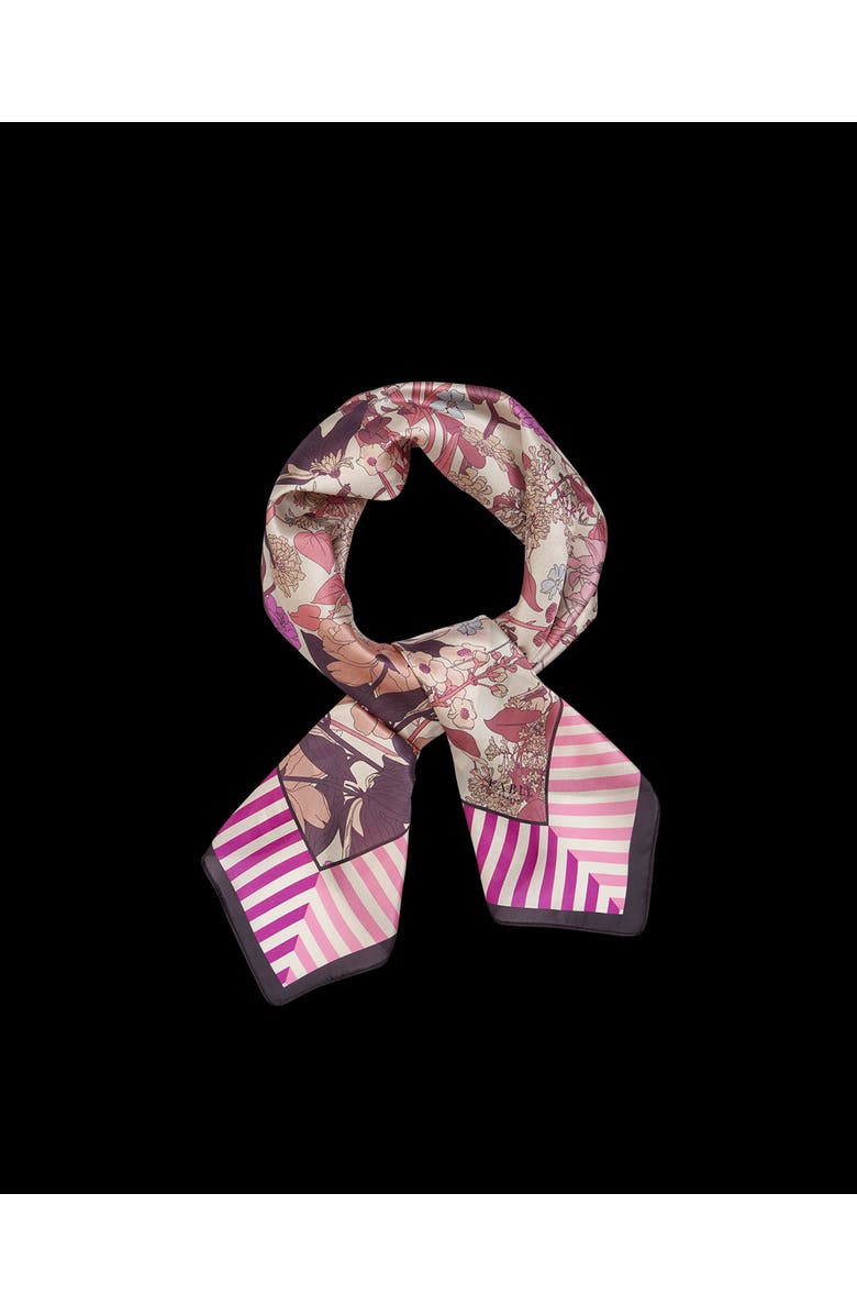 Fable England Deco Blooms Candy Stripe Square Scarf, Alternate, color, Pink