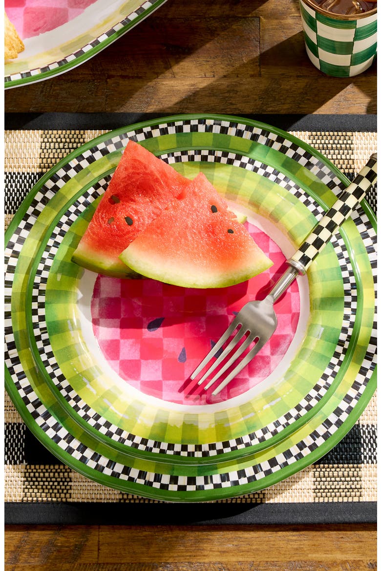 Set of 4 Watermelon Melamine Salad Plates, Alternate, color, GREEN