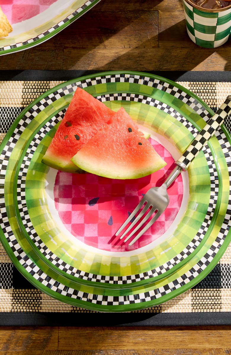 MACKENZIE CHILDS Set of 4 Watermelon Melamine Salad Plates, Alternate, color, Green