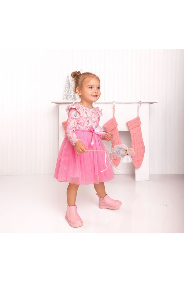 Sweet Wink Nutcracker Trellis Christmas Long Sleeve Tutu Dress, Alternate, color, Pink