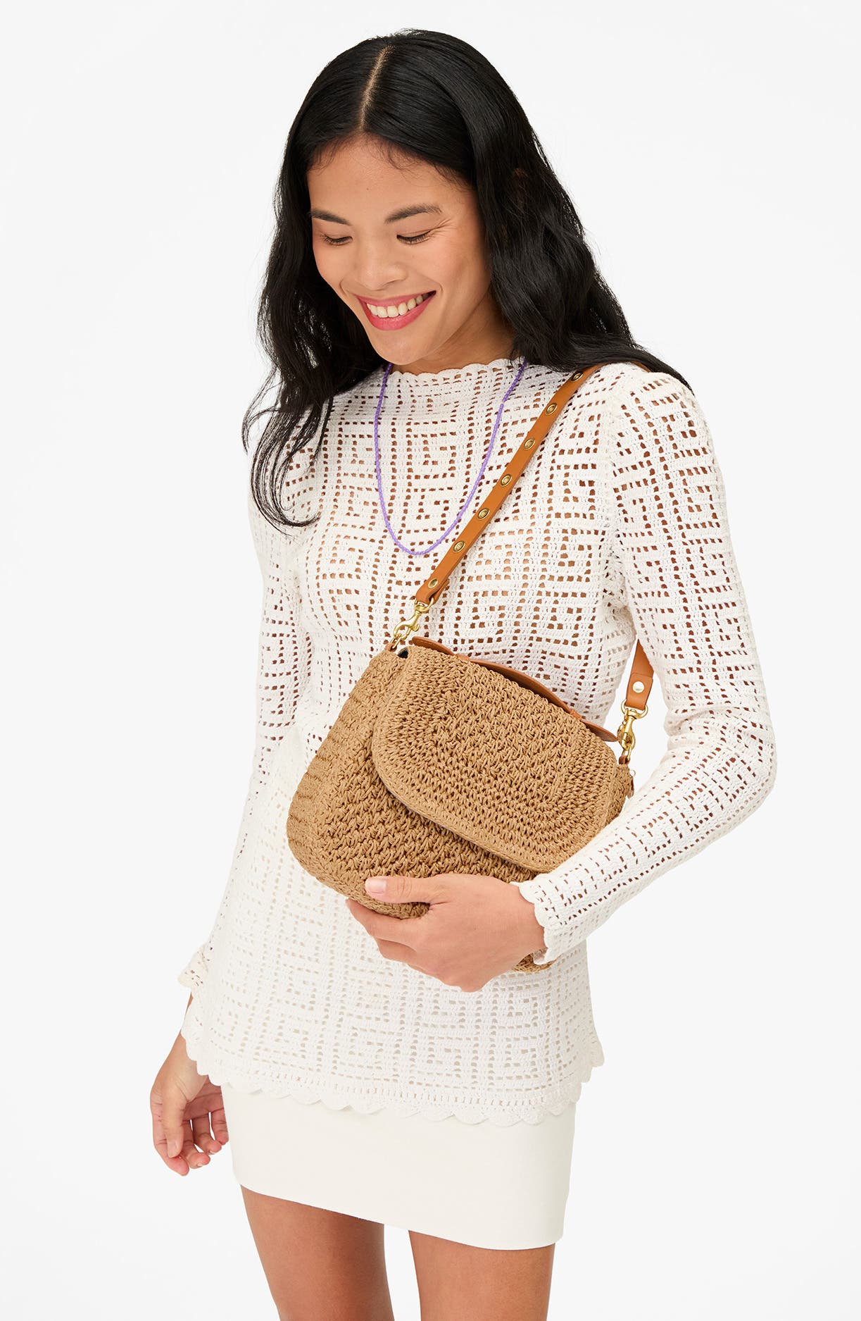 Louis Straw Shoulder Bag, Alternate, color, PALM