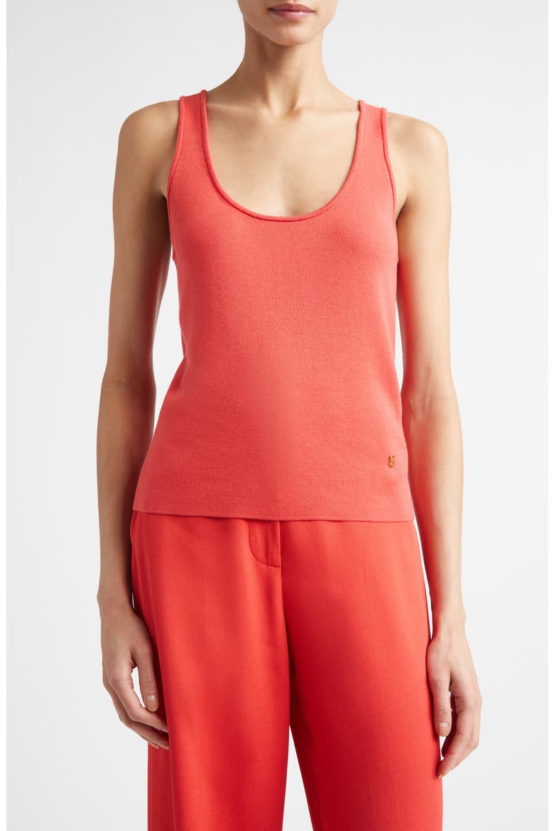 Silk & Cotton Sweater Tank, Main, color, DEEP CORAL