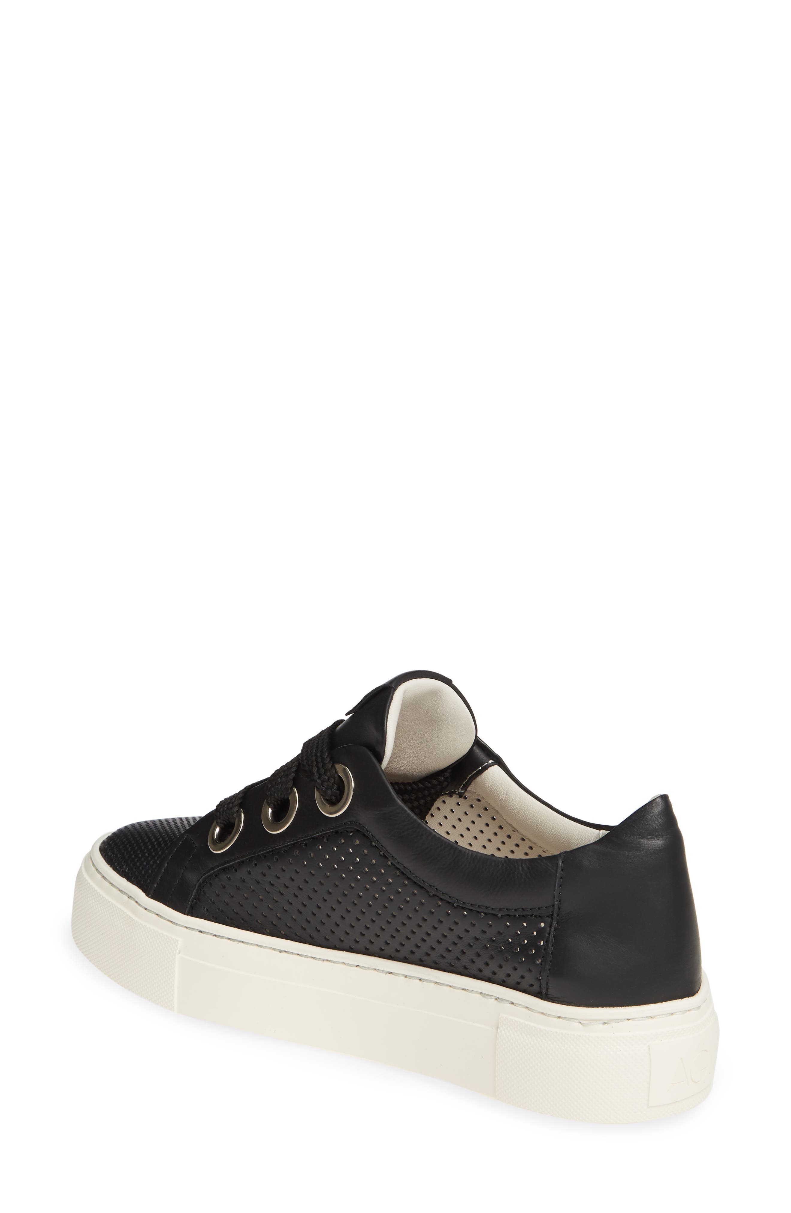 Perforated Platform Sneaker, Alternate, color, BLACK LEATHER