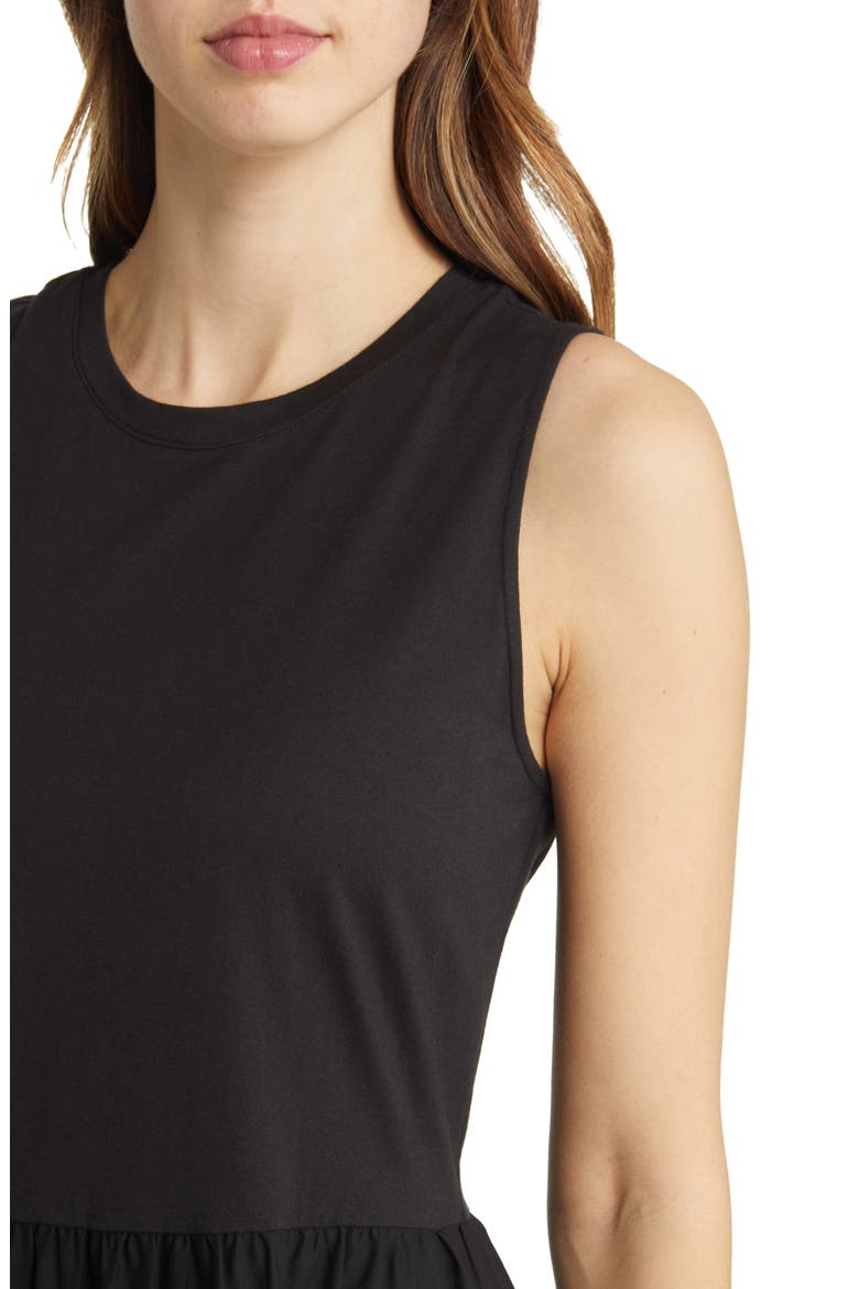 Sleeveless Mixed Media Dress, Alternate, color, BLACK