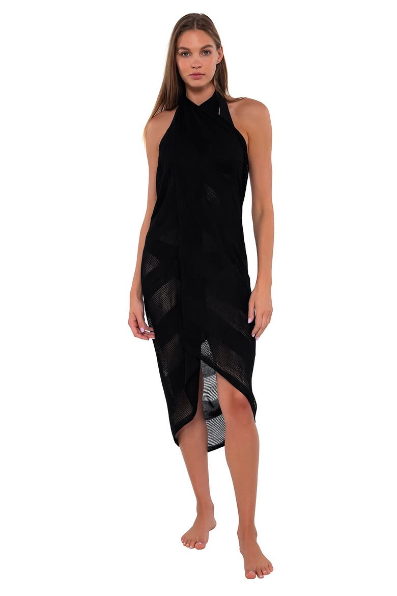 Paradise Cover-up Pareo, Alternate, color, Black