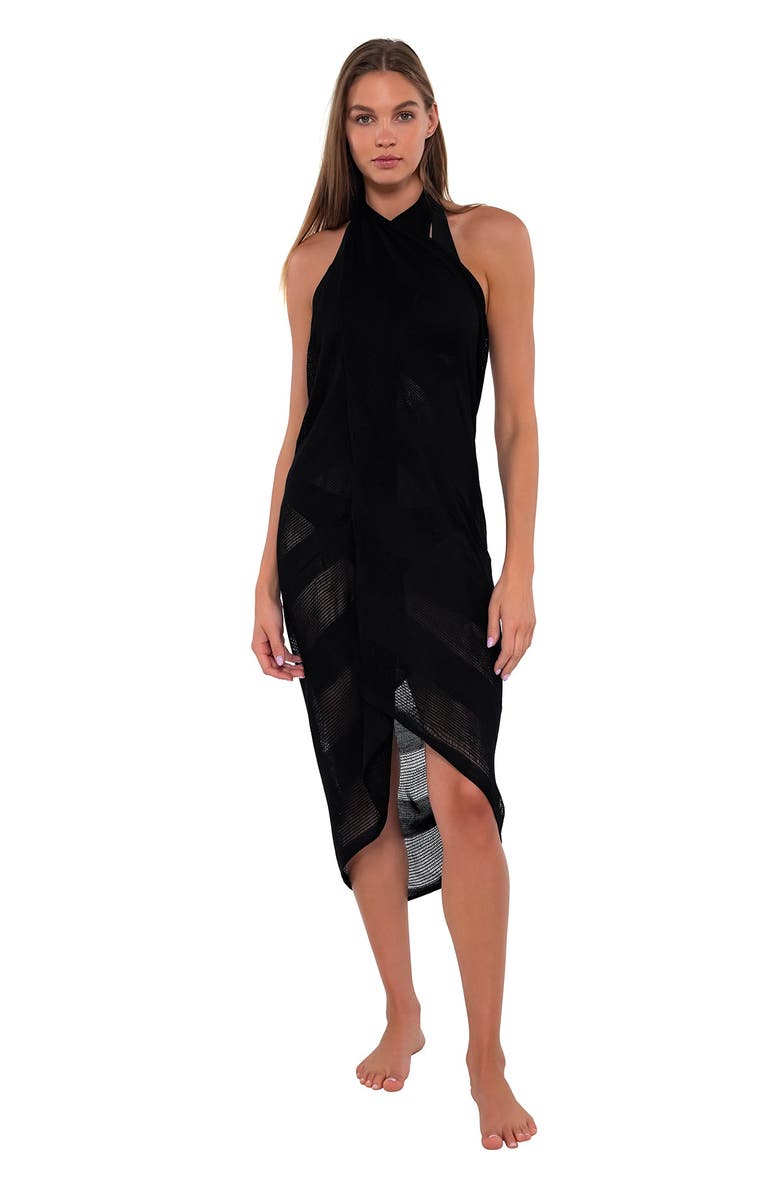 Sunsets Paradise Cover-up Pareo, Alternate, color, Black