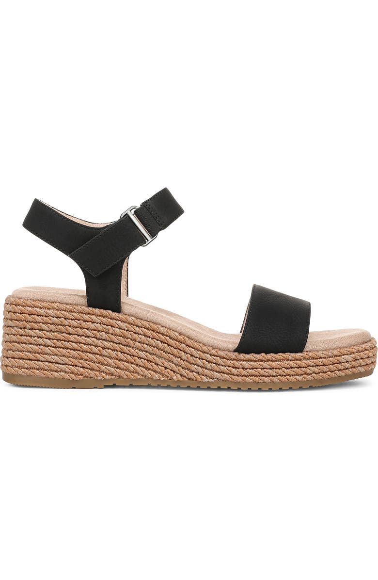 Naturalizer Goldie Wedge Sandal, Alternate, color, Black Faux Leather