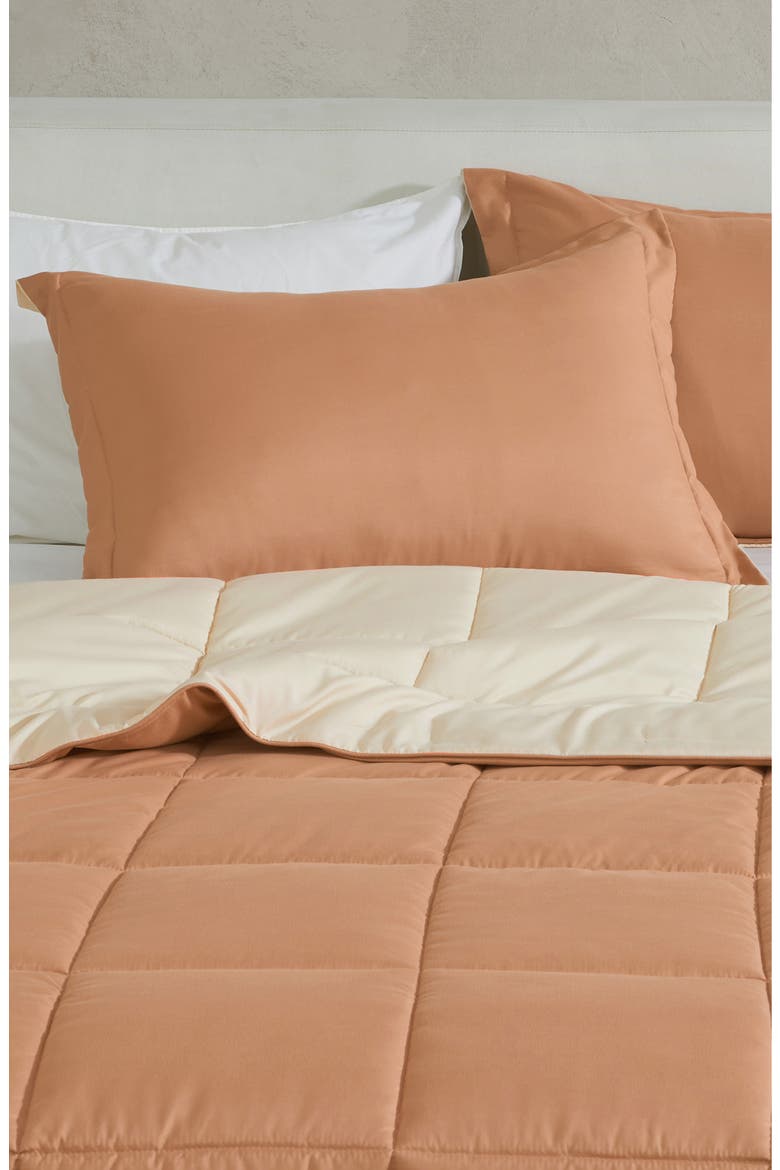 Reversible Comforter Set, Main, color, ALMOND SOLID / SAND SOLID