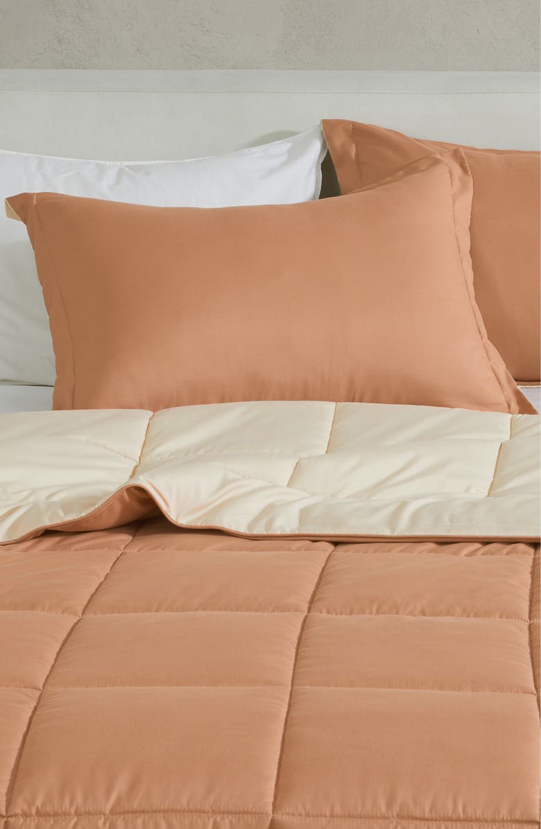 Woven & Weft Reversible Comforter Set, Main, color, Almond Solid / Sand Solid