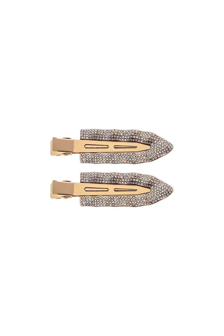 Pave Rhinestone Creaseless Clip Set, Main, color, Gold