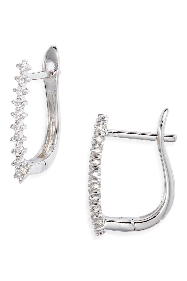 Diamond Oval Hoop Earrings, Main, color, WHITE GOLD