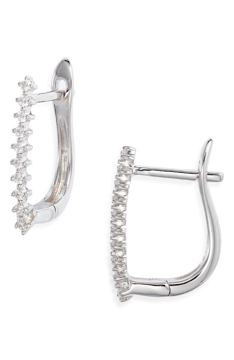 Meira T Diamond Oval Hoop Earrings, Main, color, White Gold